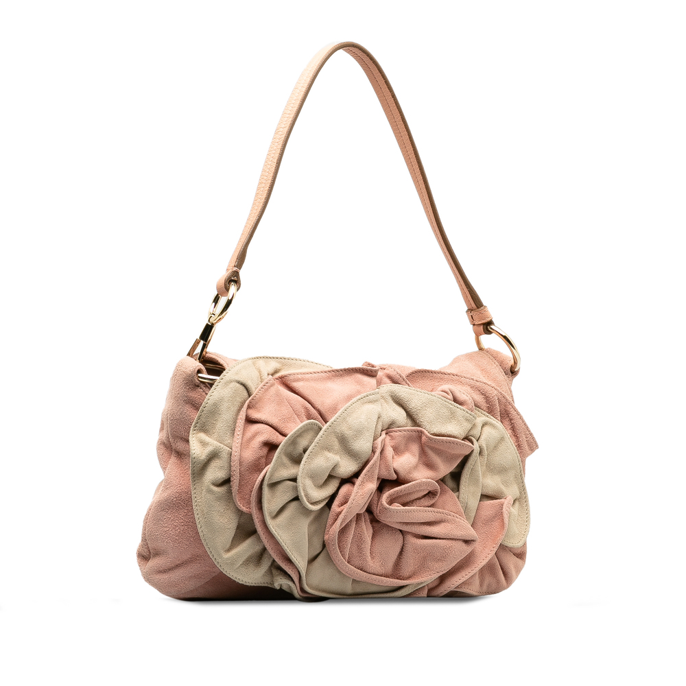 SAINT LAURENT Suede Nadja Rose Flap Bag - Picture 2 of 9